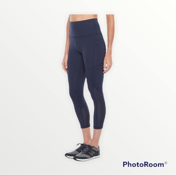 Lululemon Cobalt Gray Mesh High Rise Capri Leggings Women’s Size 10 activewear - Picture 1 of 6